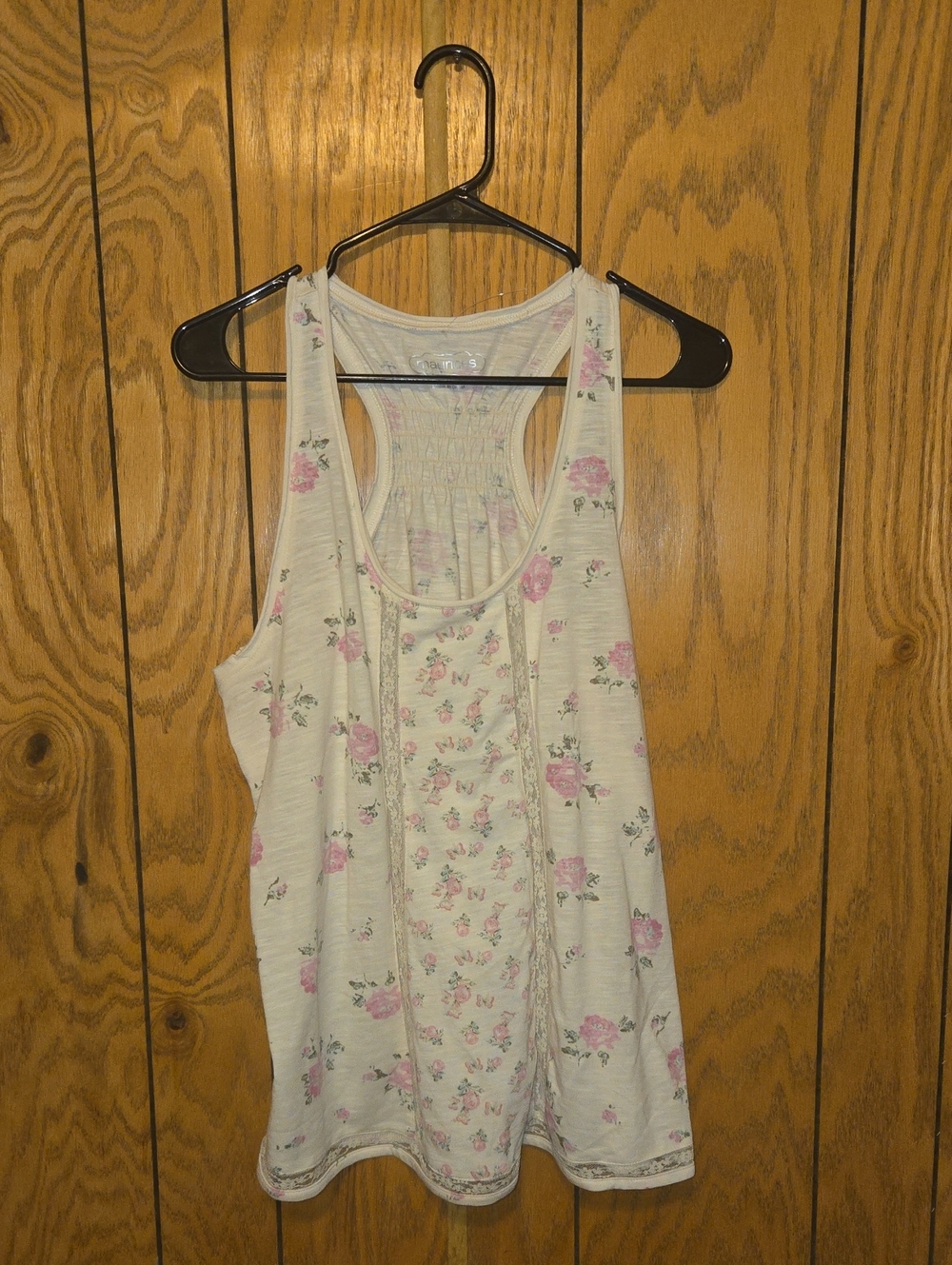 Maurices Light Pink Floral Racerback Tank Top